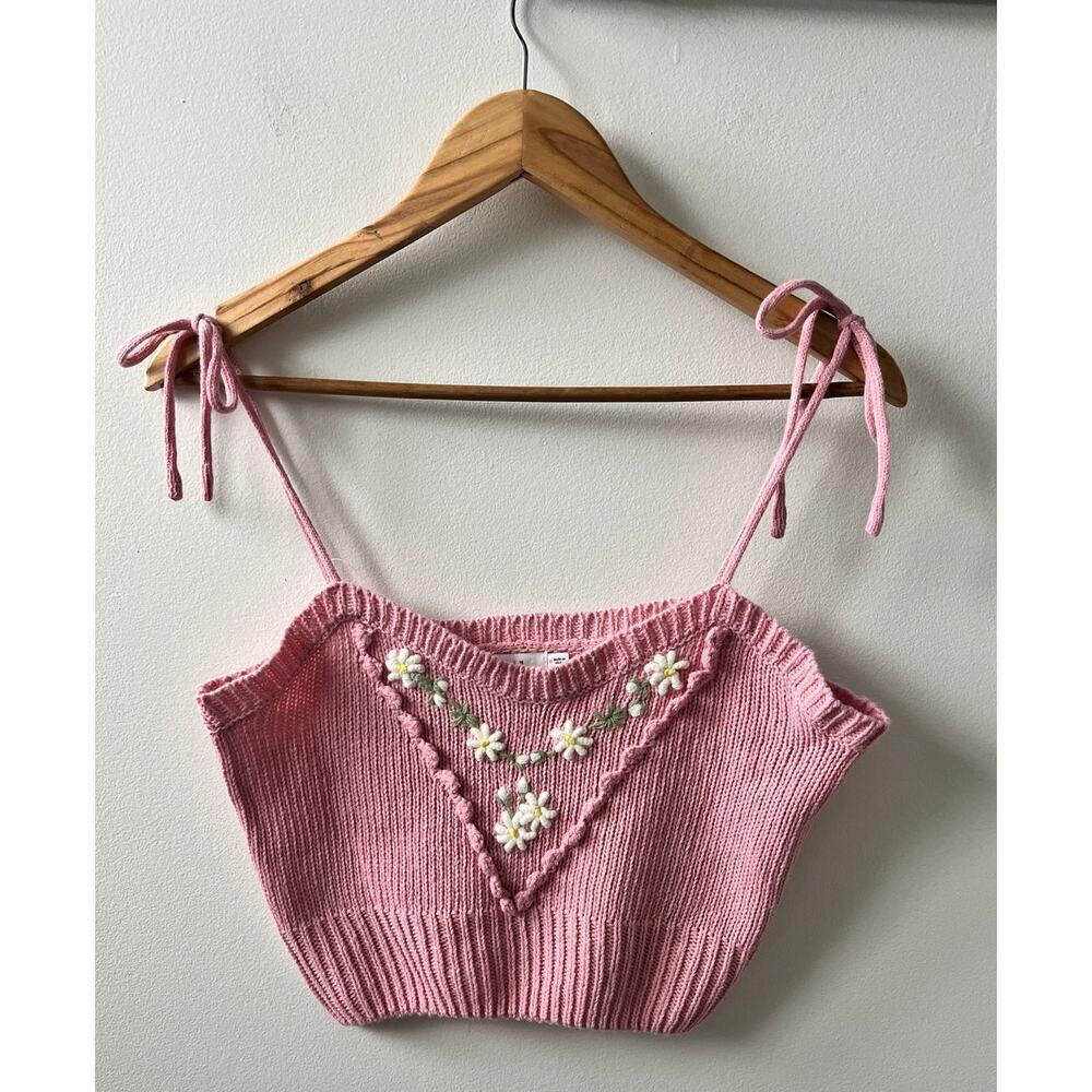 Lush Pale lilac crochet crop tank women's size medium - Picture 2 of 6